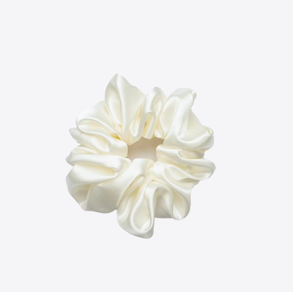 Silk Hair Scrunchie - White