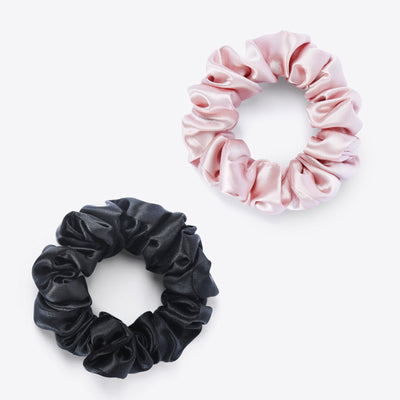Silk Hair Scrunchie- Pink and Black