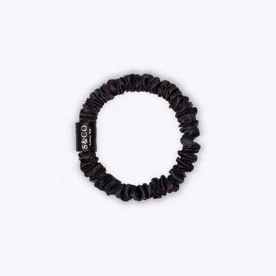 Silk Skinny  Hair Scrunchie - Black