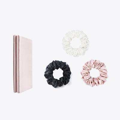 Gift Set  - Silk Pillowcase - Rose Pink +Hair Scrunchie  (Value $130)