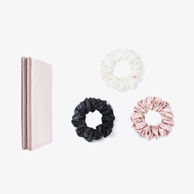 Gift Set  - Silk Pillowcase - Rose Pink +Hair Scrunchie  (Value $130)