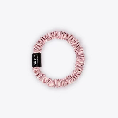 Silk Skinny Hair Scrunchie - Pink