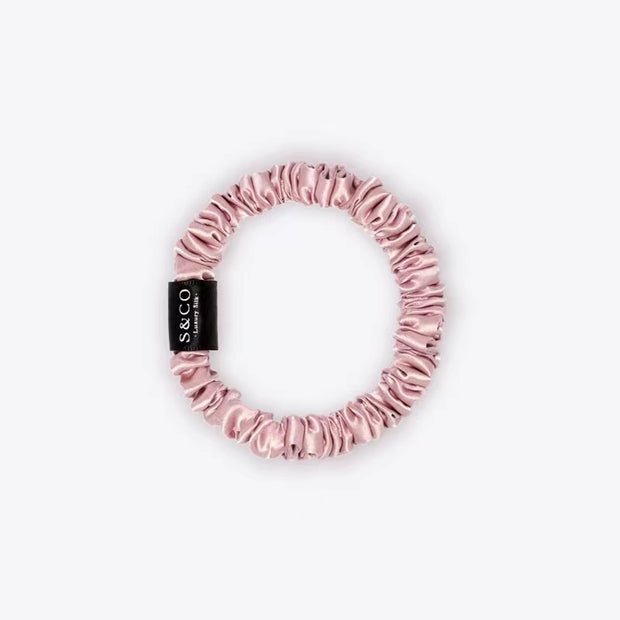 Silk Skinny Hair Scrunchie - Pink