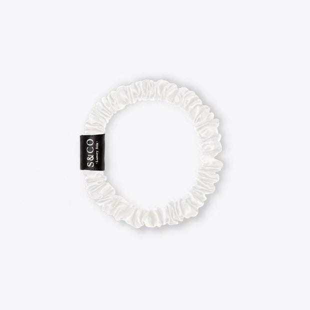 Silk Skinny  Hair Scrunchie - White